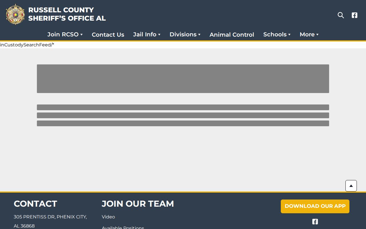 Russell County arrest lookup current custody interface