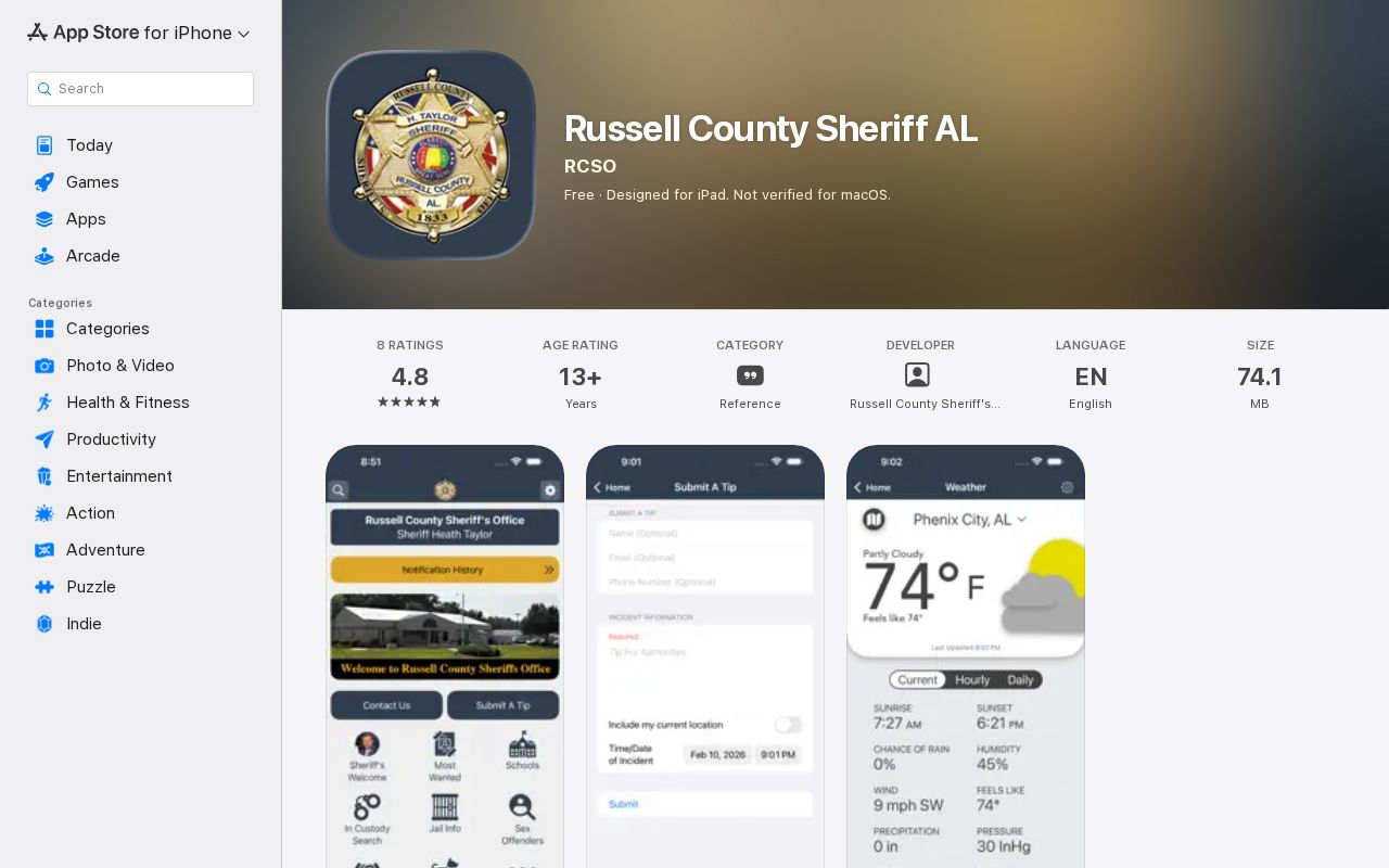 Russell County arrest lookup sheriff iOS app