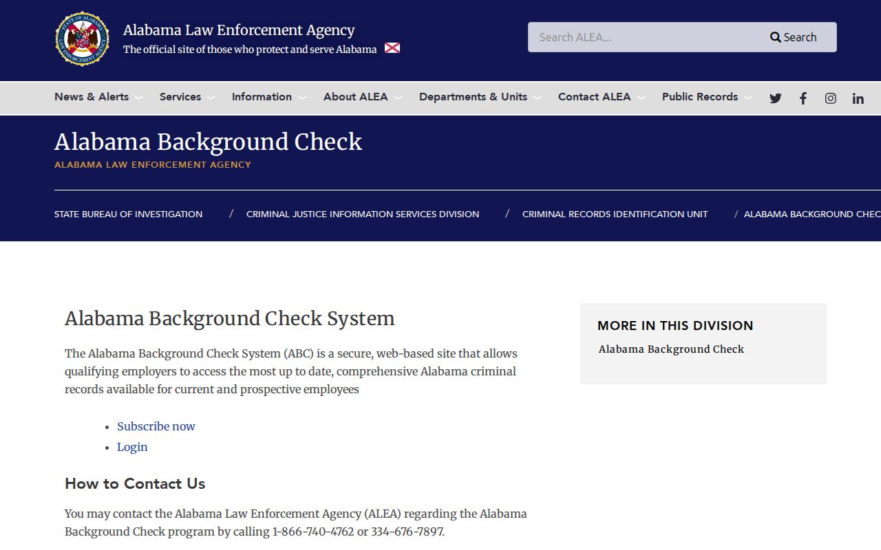 Russell County criminal history personal review instructions from ALEA