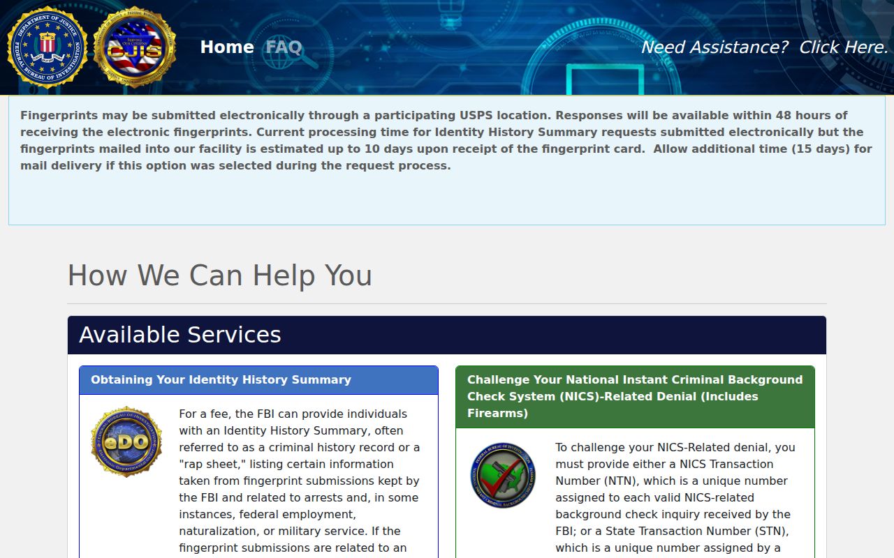 Russell County criminal history users accessing the FBI electronic record request system