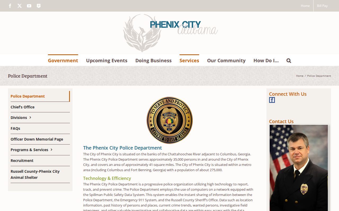 Phenix City Police Department building for criminal record requests